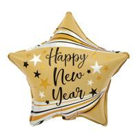 Balon foliowy gwiazda Happy New Year złoty matowy sylwester 45 cm