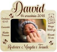 Ramka Prezent Metryczka Chrzciny Urodziny Dziecka