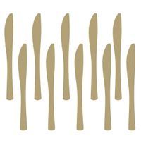 Noże plastikowe "Długie", złoto antyczne, PartyPal, 10 szt