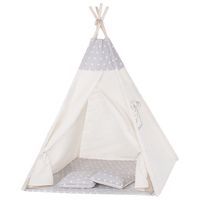 Namiot Tipi dla dzieci wigwam szary w gwiazdki XXL