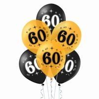 Balony na 60 urodziny czarne i złote, 30 cm 10 szt.