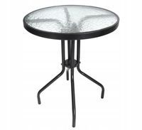 STOLIK OKRĄGŁY BISTRO OGRODOWY SZKLANY BALKONOWY 60 cm