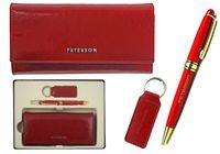 Zestaw prezentowy Peterson: portfel damski skórzany, breloczek, długopis