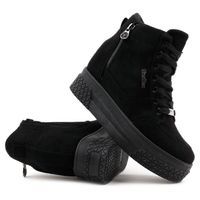 Sneakersy damskie BOTKI na koturnie 8 cm czarne zamszowe 4 Lorita 36 Czarny