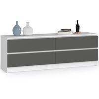 KOMODA K 160 CM 4 SZUFLADY - BIAŁA-GRAFIT SZARY