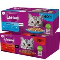 Whiskas Karma dla kotów 8 smaków Mix w galaretce i sosie 85g x 80 sztuk