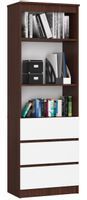 REGAŁ BIUROWY R 60 cm CLP 3 SZUFLADY 2 PÓŁKI WENGE / BIAŁY