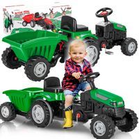 Duży Traktor Jeździk Z Przyczepką Traktorek Pedały XXL Zielony