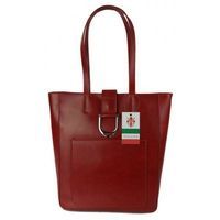 Duży shopper bag na ramię Vera Pelle , Włoska skórzana torba Czerwona SBKB11R KEMER