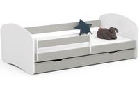 Łóżko dziecięce 180x90 SMILE z materacem i szufladą szare