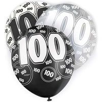 Balony "100 Urodziny - Glitz", pastel mix, UNIQUE, 12", 6 szt
