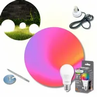 Kula ogrodowa E27 Fi 30cm Przewód 3m + ŻARÓWKA LED E27 9W RGB + BIAŁY SMART