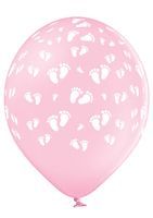 Balony lateksowe stópki różowe na baby shower, 30 cm 3 szt.