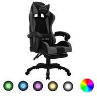 Fotel dla gracza z RGB LED, szaro-czarny, sztuczna skóra Lumarko!