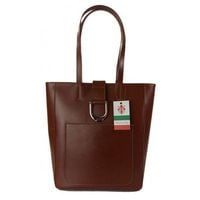 Duży shopper bag na ramię Vera Pelle , Włoska skórzana torba Brązowa SBKB11M