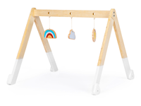 Stojak gimnastyczny edukacyjny drewniany + zabawki