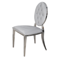 Krzesło Ludwik glamour Silver pikowane kryształki