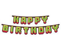 Girlanda urodzinowa baner Happy Birthday Game On piksele, 160 cm