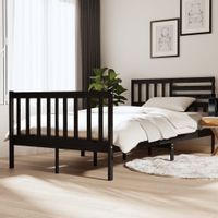 Rama łóżka, czarna, lite drewno, 120x190 cm, 4FT, podwójna Lumarko!