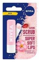 Nivea Caring Scrub Super Soft Lips Dzika Róża 4,8g pielęgnujący peeling do ust w sztyfcie