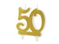Świeczka urodzinowa na tort liczba 50 złota, 7,5 cm urodziny