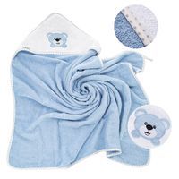 BOCIOLAND Okrycie kąpielowe z kapturkiem ręcznik dla dzieci frotte 100x100cm niebieski miś