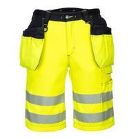 Krótkie spodnie ostrzegawcze PW3 z kieszeniami kaburowymi - Yellow/Black, 36