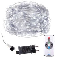 Lampki choinkowe z pilotem 300 led druciki na prąd biały zimny