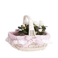 decor Wiklinowy wybielany koszyczek wielkanocny na święconkę mały koszyk dla dziecka 24x16 H14 cm uniwersalny