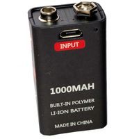 Akumulatorek bateria 9V 1000 mah z USB 6LR61 6F22 6AM6 522 Block 9V MN1604