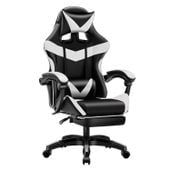 Fotel gamingowy Games biały/czarny krzesło biurowe obrotowe + podnóżek