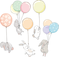 NAKLEJKI ścienne ZESTAW ZAJĄCE naklejki ŚCIANĘ balony KRÓLIKI dzieci M