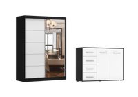 Zestaw Szafa Dwudrzwiowa Vista 01 150 cm lustro i komoda szuflady CB