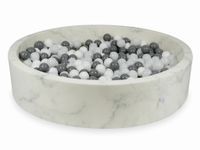 Suchy basen 130x30 marmur z piłeczkami 600szt (białe, szare, białe sweterkowe)