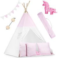 Namiot tipi dla dzieci ze światełkami - różowe w kropki