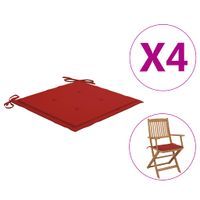 Poduszki na krzesła ogrodowe, 4 szt., czerwone, 40 x 40 x 4 cm
