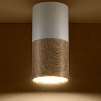 Downlight LAMPA skandynawska 2273655 Candellux metalowa OPRAWA okrągła metalowa tuba sufitowa biała naturalne drewno