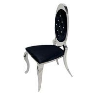 Krzesło glamour Victoria II Black czarne pikowane kryształkami