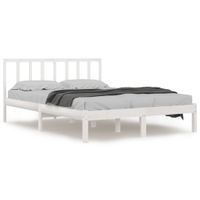 Rama łóżka, biała, lite drewno sosnowe, 135x190 cm, dwuosobowa