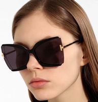 Okulary damskie duże kwadratowe kocie przeciwsłoneczne O75_Czarne