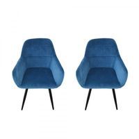 18157 Zestaw niebieskich krzeseł welurowych do salonu 2 sztuki