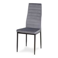 Krzesło nowoczesne tapicerowane welurowe na metalowych czarnych nogach do salonu kuchni szare 704V-GT-GB