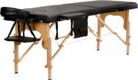 Stół, łóżko do masażu 2-segmentowe drewniane Czarne