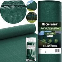 Zestaw Siatka Cieniująca 1,5X25M Heckermann - Zielona + Opaski Zaciskowe Heckermann 100Szt - Zielone