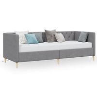Łóżko dzienne z materacem i USB, jasnoszara tkanina, 90x200 cm
