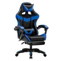 Fotel gamingowy Games niebieski/czarny krzesło biurowe obrotowe + podnóżek