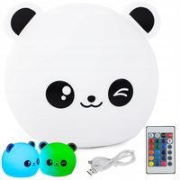 LAMPKA NOCNA DLA DZIECI PANDA RGB PILOT LED USB 24079