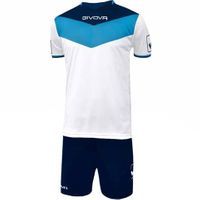 Komplet strój piłkarski koszulka + spodenki Givova Kit Campo biało-błękitno-granatowy KITC53 0405 2XS