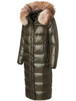 ROCKANDBLUE AIDEEN 118 cm - Długi płaszcz oversize w kolorze głębokiej zieleni z kołnierzem z jenota 34