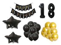 Zestaw BALONÓW Urodzinowych 18 Lat balony 25szt baner czarne złote AG624E